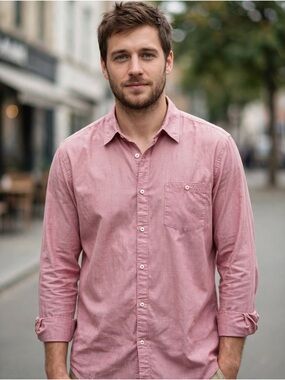 Article Men's Red/Rose Long-Sleeve Button-Down Shirt